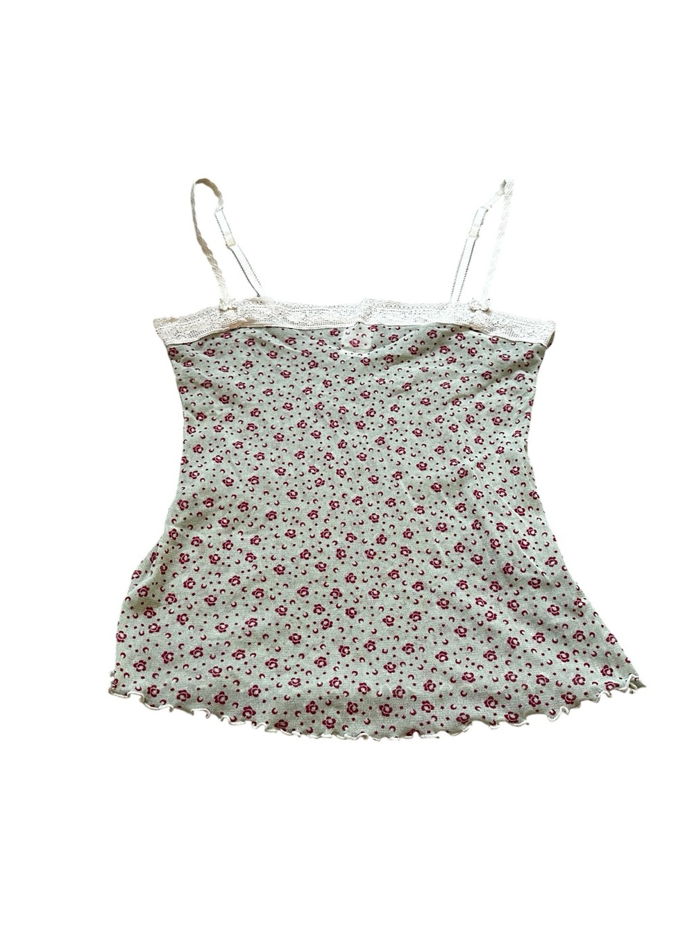 Vintage Y2K Dainty Mesh Floral Cami Top Sheer  Feminine Fairy Euro Summer